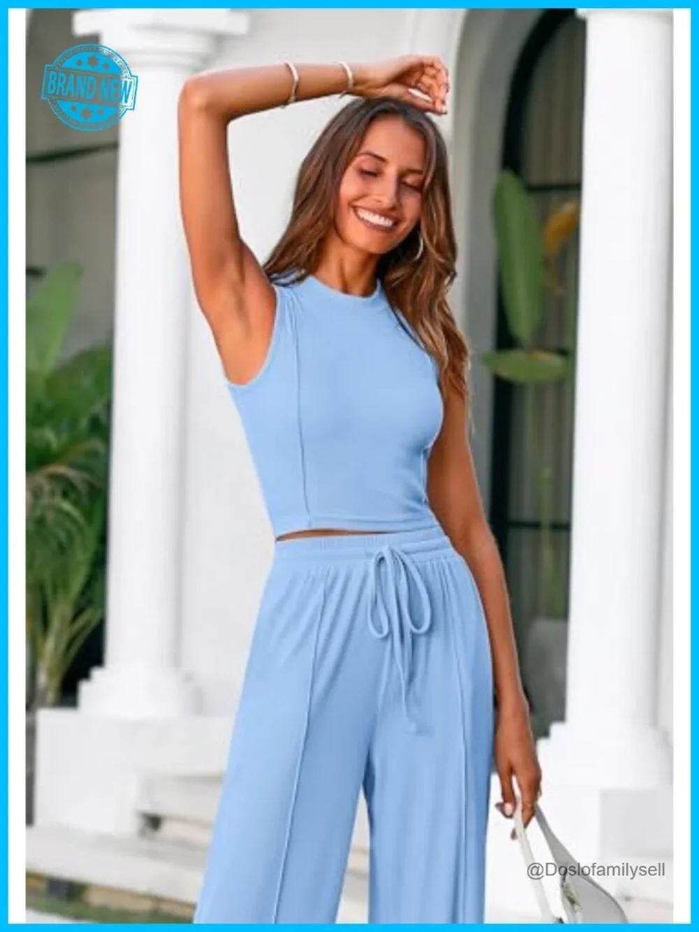 Women's 2 Piece Loungewear Set Crop Tank Top Wide Leg Sweatpants Tracksuit